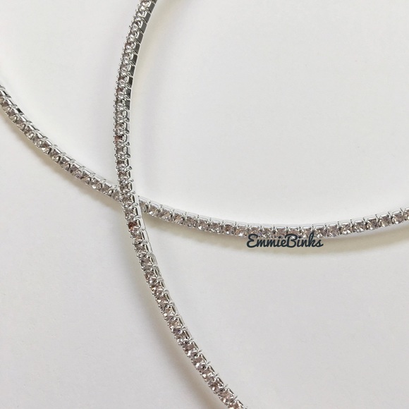 New Crystal & Cubic Zirconia Heart Accented Open Cuff Pave Choker Necklace - Picture 4 of 16
